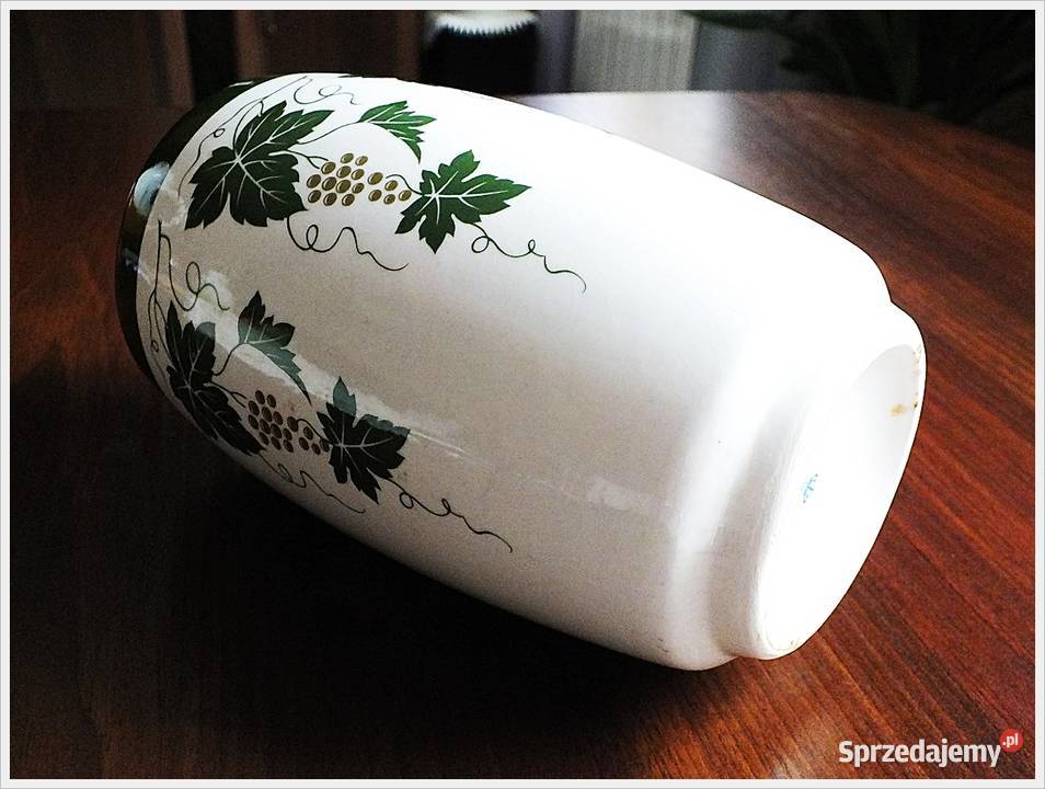 Wazon porcelanowy z winoroślą sygnowany z lat 60 lubuskie Żary