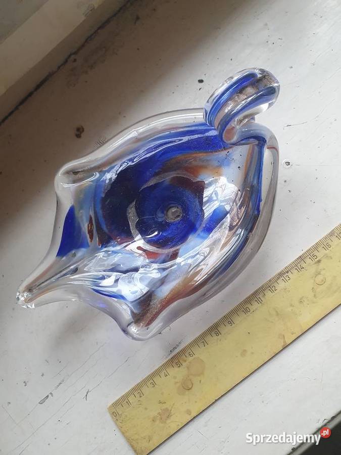 Patera misa popielniczka szkło niebieskie łabędź Warszawa