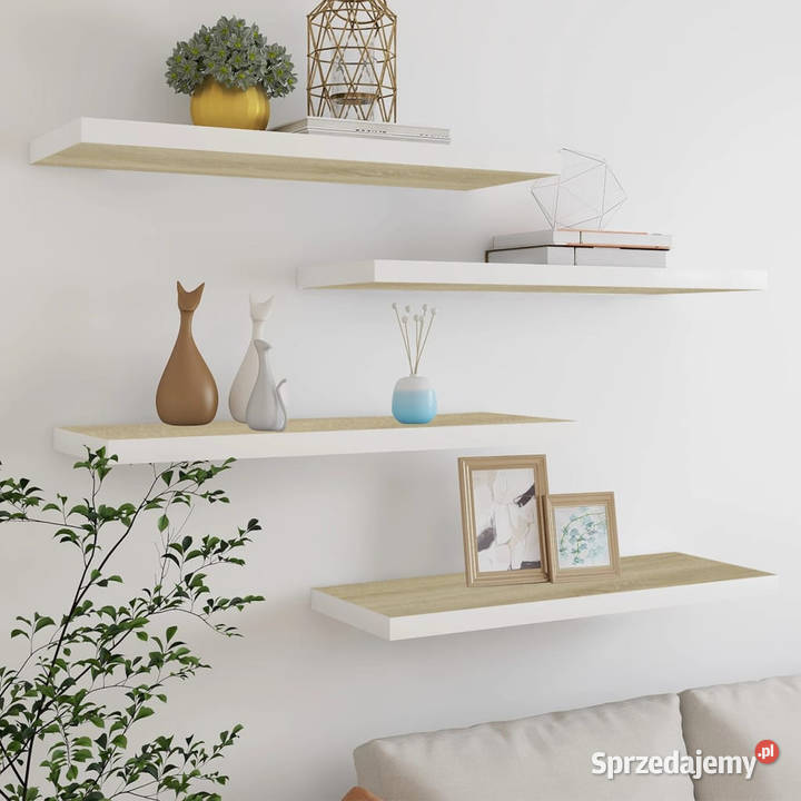 Półki ścienne 4 dębowobiałe 80x235x38 MDF mazowieckie sprzedam