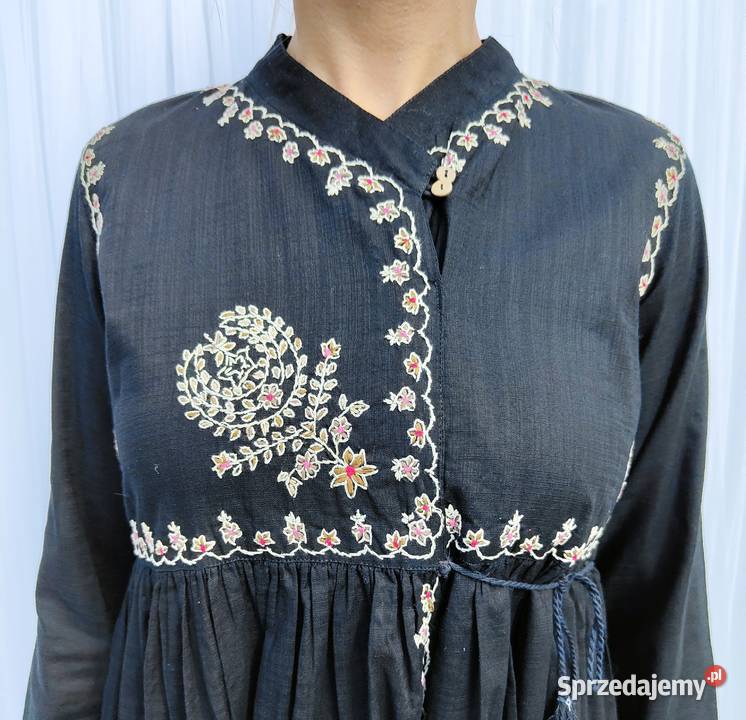 Orientalna czarna suknia tunika S 36 bawełna Szczecin sprzedam