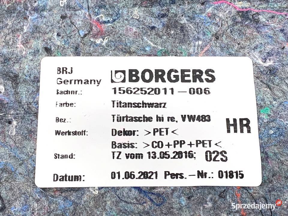 BOCZEK DRZWI PRAWY TYŁ VW ARTEON Hatchback podkarpackie