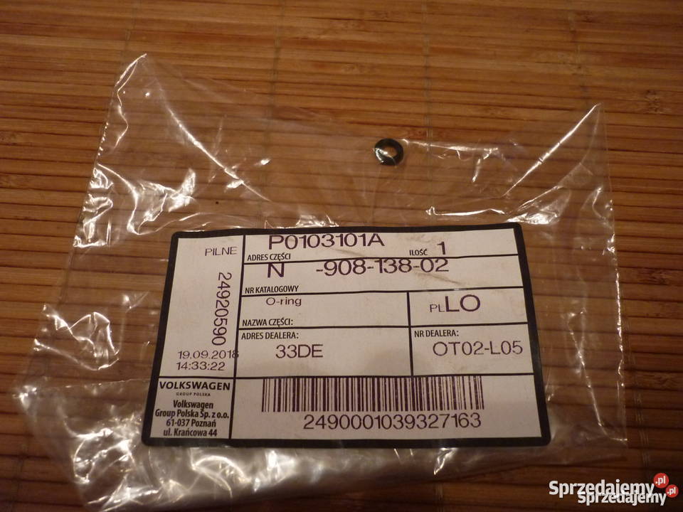 Oring bagnetumiarki oleju N90813802 Audi VW Silniki i osprzęt Łódź
