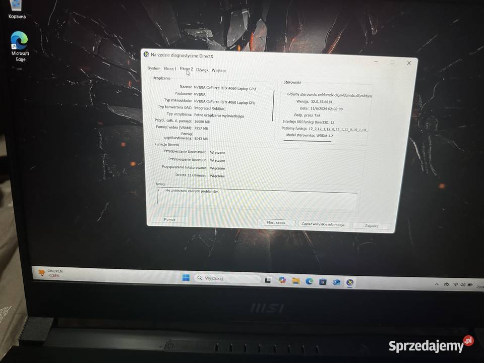 Laptop gamingowy MSI Katana 15 B12VFK i712650H Nowy Dwór Mazowiecki