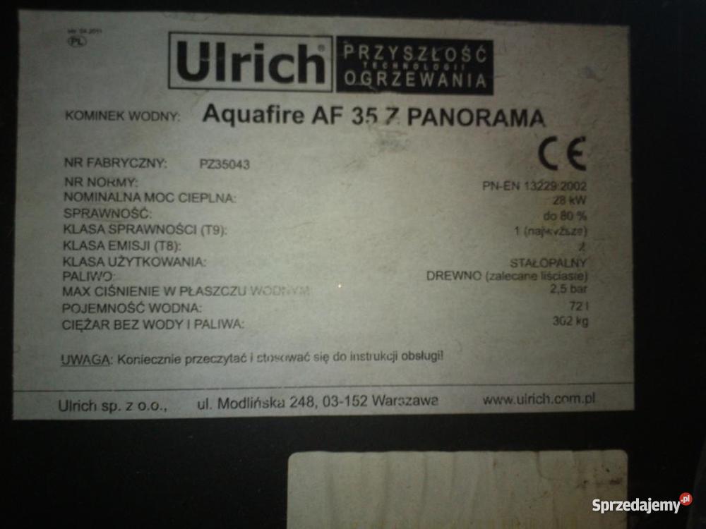KOMINEK wodny 28KW ULRICH Aquafire małopolskie sprzedam