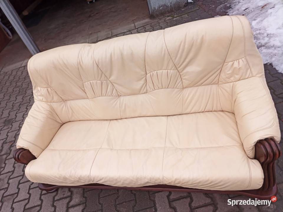 Komplet Rozkładany CREAM 321 i 2X Pufa i Ława Kozy