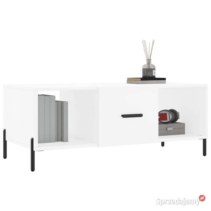 Stolik kawowy biały 102x50x40 materiał