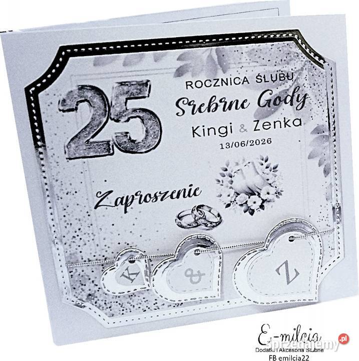 Zaproszenia z okazji 25 Rocznicy Ślubu SREBRNE lubuskie Zielona Góra