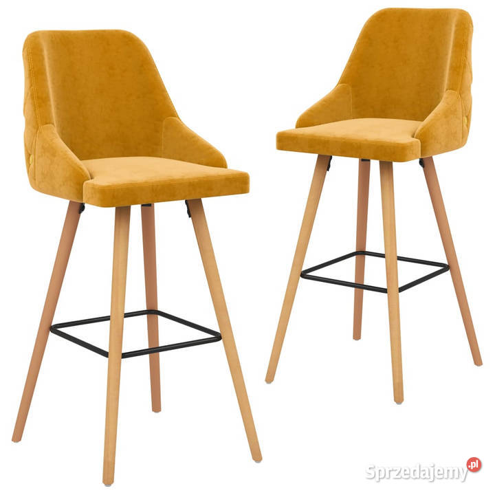 Stołki barowe 2 żółte obite aksamitem WM289470 mazowieckie Warszawa