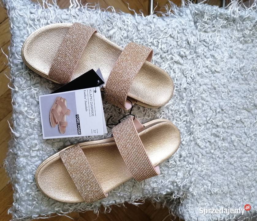 NOWE KLAPKI DAMSKIE W POŁYSKUJĄCE CYRKONIE łódzkie Łódź
