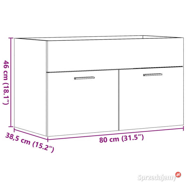 Szafka pod umywalkę dąb sonoma 80x385x46 płyta Pozostałe mazowieckie Warszawa