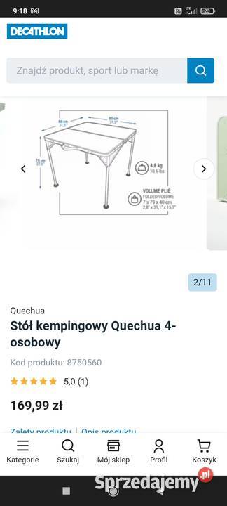 Stół kempingowy stan z pokrowcem z Decathlon Turystyka podlaskie Białystok