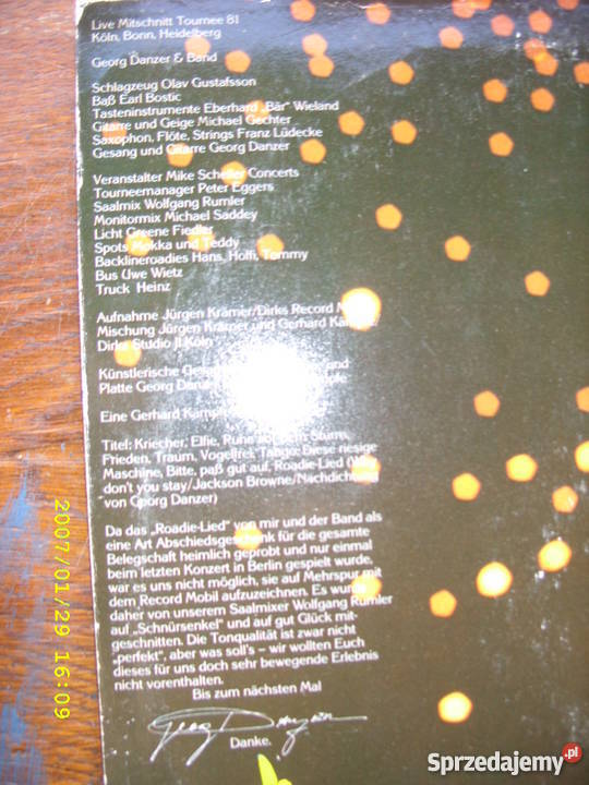 Rock LP GEORGE DANZERKERZENLIDER Wołów sprzedam