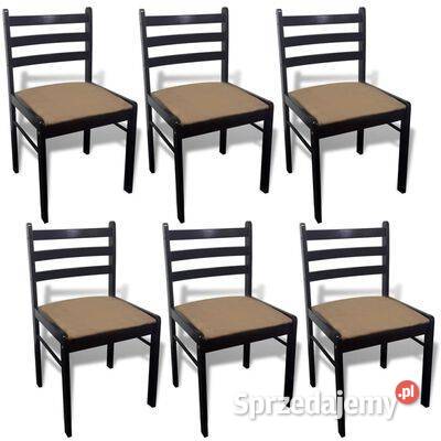 vidaXL Krzesła stołowe 6 brązowe lite drewno i