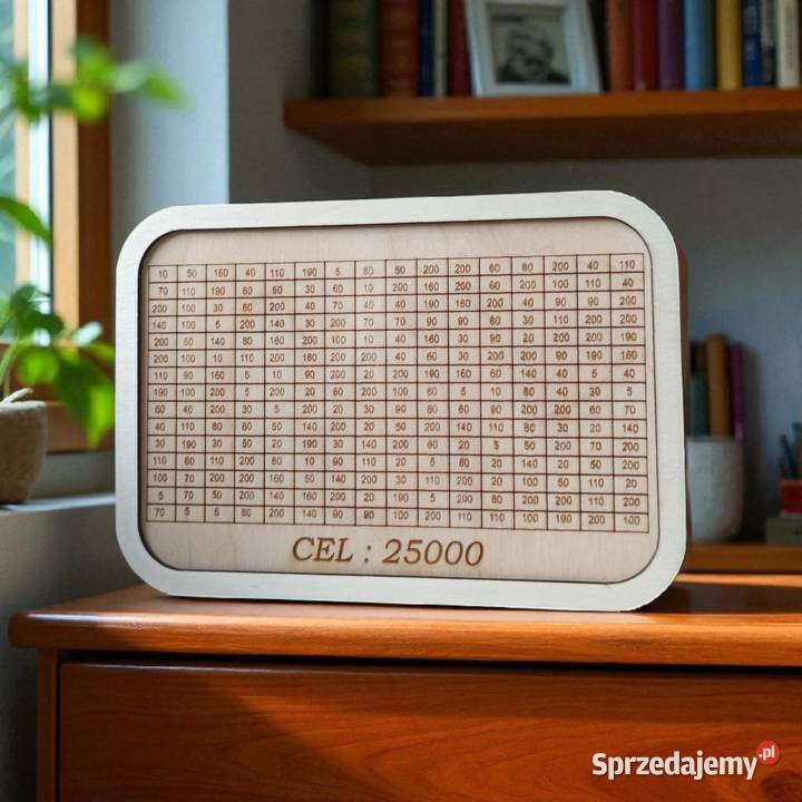 Drewniana Grawerowana Skarbonka Wykreślanka z Warszawa