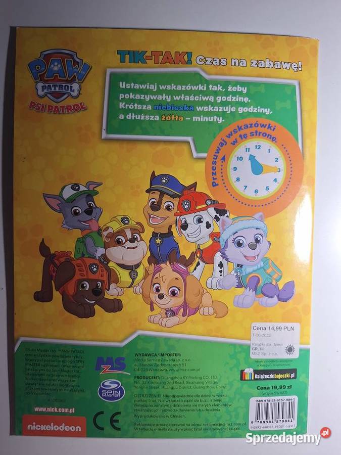PAW PATROL PSI PATROL TIKTAK CZAS NA ZABAWĘ Rok wydania 2022 mazowieckie Warszawa