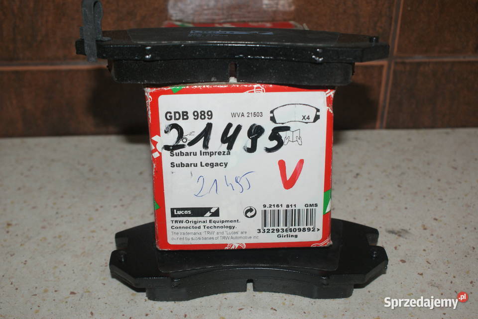 GDB989 TRW KLOCKI HAMULC SUBARU IMPREZA 9396 Z osobowe