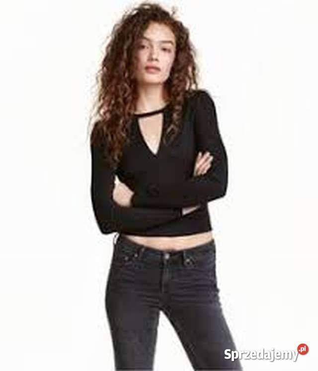 czarny top bluzka HM xs 34 choker dekolt Toruń