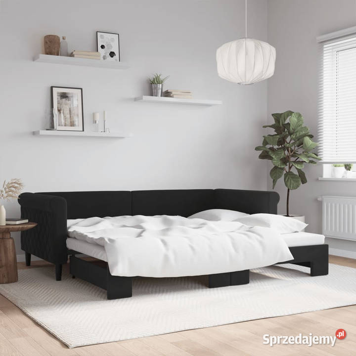 Sofa rozsuwana czarna aksamit 90x200 WM3197775 Warszawa sprzedam