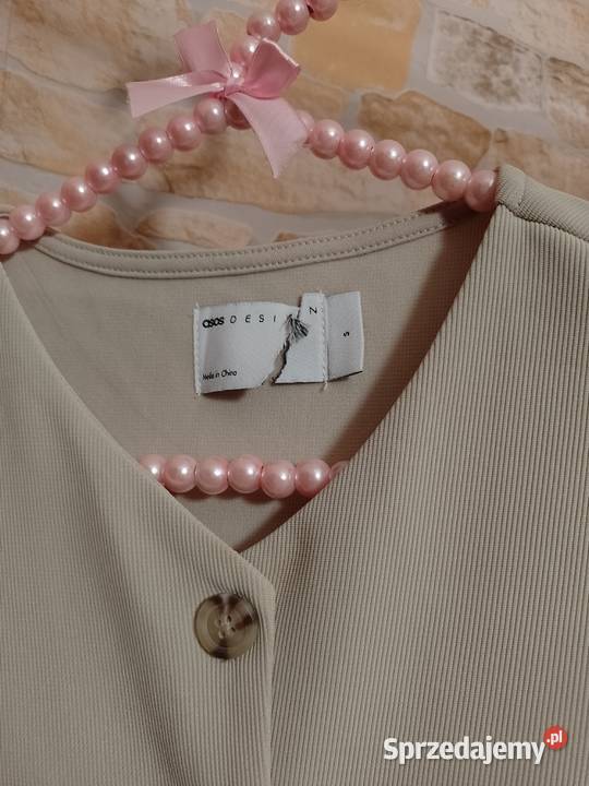 3638 SM ASOS Design Beżowa prążkowana kamizelka Kraków