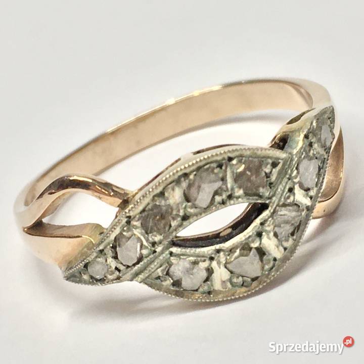 Złoty PIERŚCIONEK 585 14K BIAŁE i RÓŻOWE złoto Warszawa