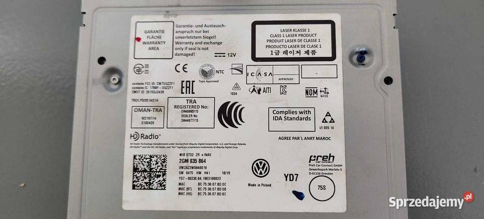 Radio Czytnik Nawigacji Multimedia Mib STD2 ZR