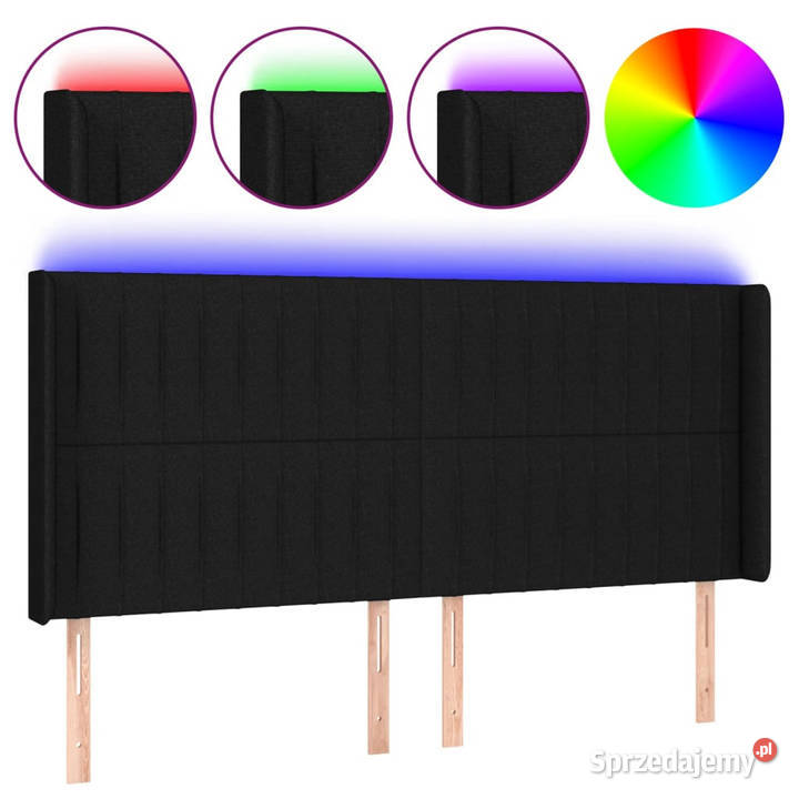 Zagłówek do łóżka z LED czarny 203x16x118128 Ramy i stelaże Warszawa