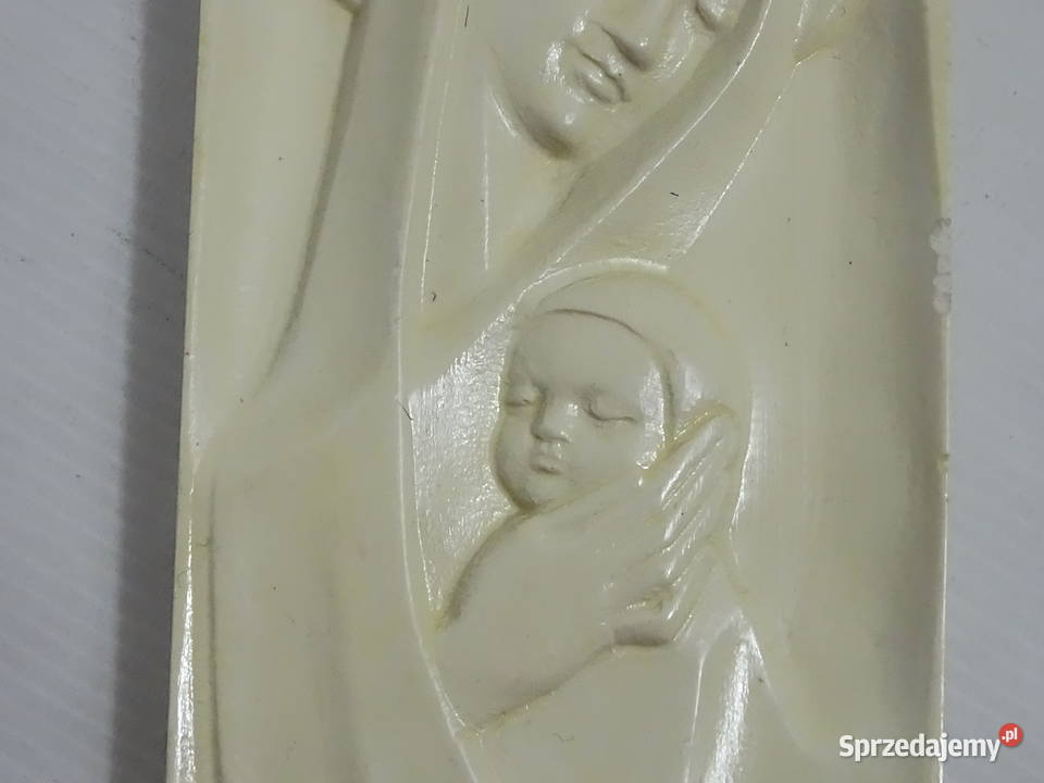 Płaskorzeźba Matka Boża Z Dzieciątkiem Styl Biłgoraj
