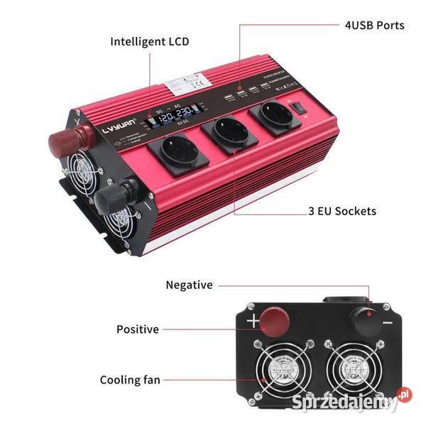 Inwerter przetwornica 12v wyswietlac AC DC 230W Szczekociny