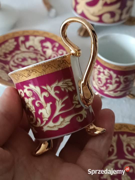Dzbanek filiżanki sygnowana złocona porcelana