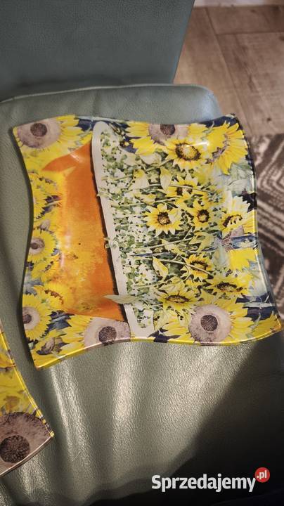 Komplet talerzy szklanych malowanych motywy Van Krzeszowice