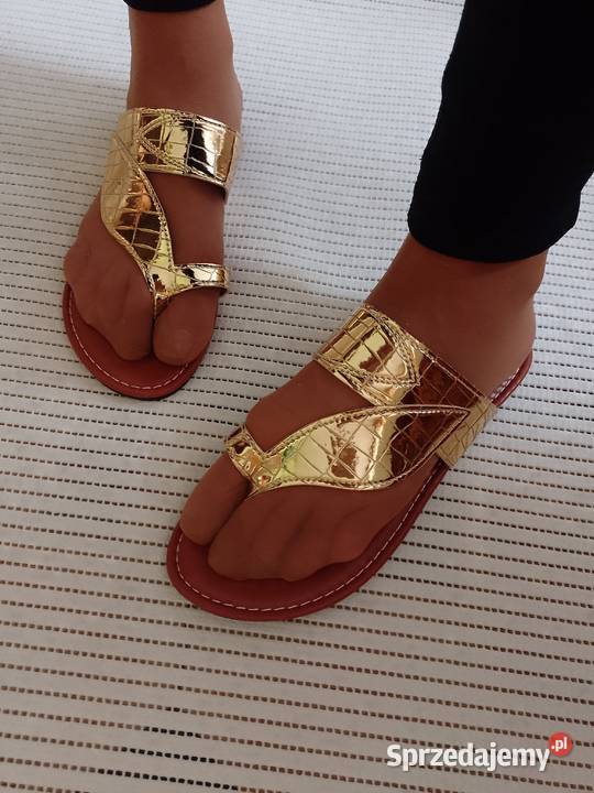 40 Złote Klapki japonki z Londynu NOWE