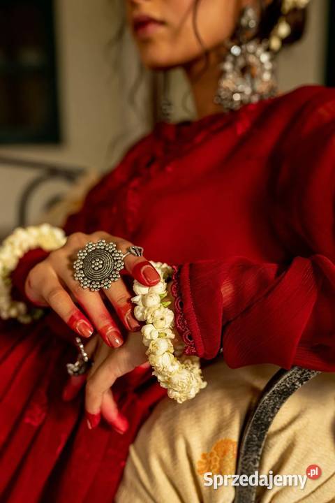 Bordowa sukienka haftowana M 38 szyfon haft zachodniopomorskie Szczecin