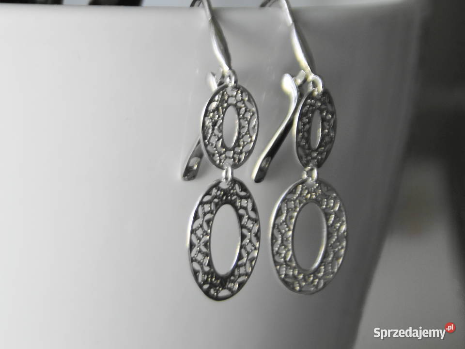Piękne długie kolczyki srebro 925 Warszawa sprzedam