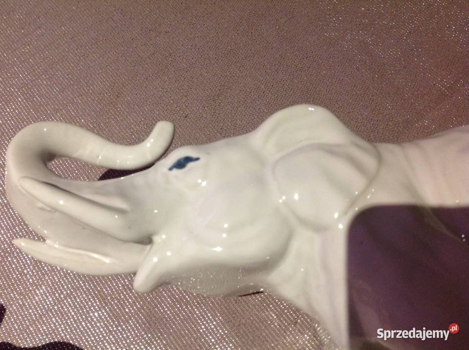 Figurki Słonia z Białej Porcelany stare Dom i Ogród Nowa Sól sprzedam