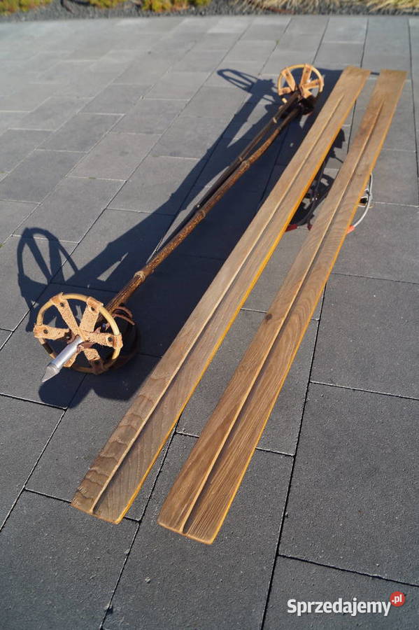 Stare narty jesionowe 150 kijki w komplecie