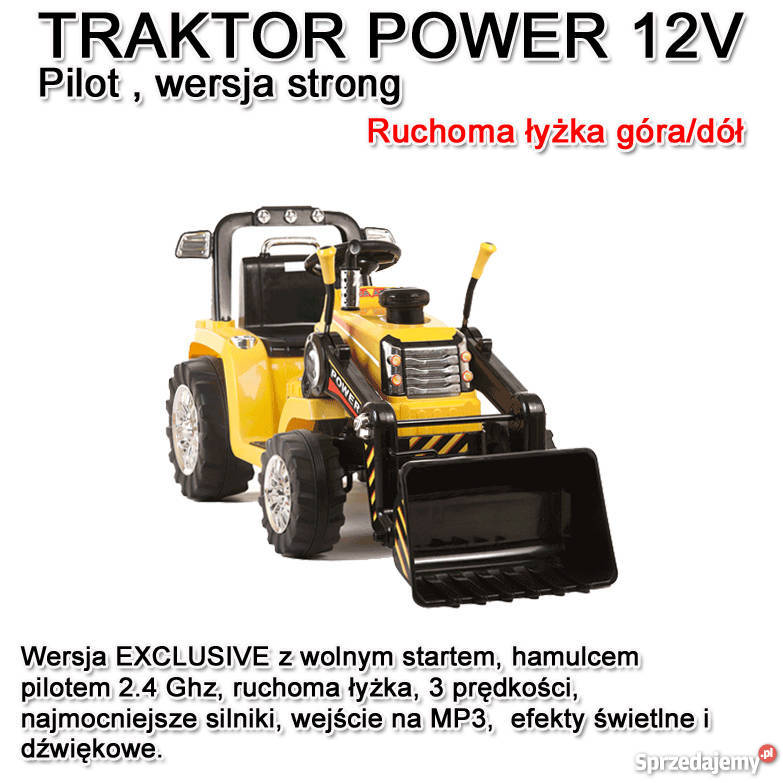 NAJMOCNIEJSZY TRAKTOR Z ŁYŻKĄ I PILOTEM 12V TRZY Toruń
