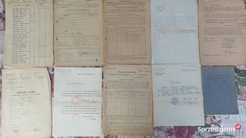 Stare dokumenty szkolne Radomsko lata 4050 Wieluń sprzedam