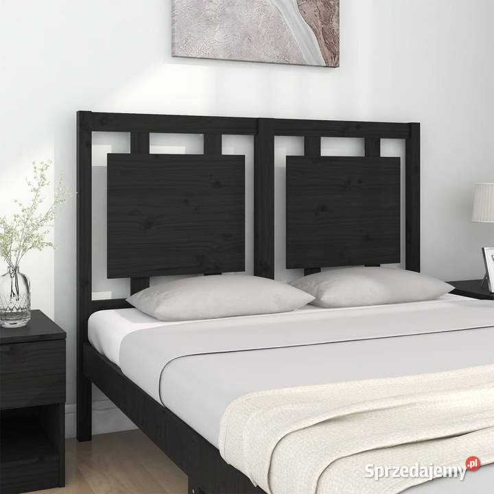Wezgłowie łóżka czarne 1255x4x100 lite drewno