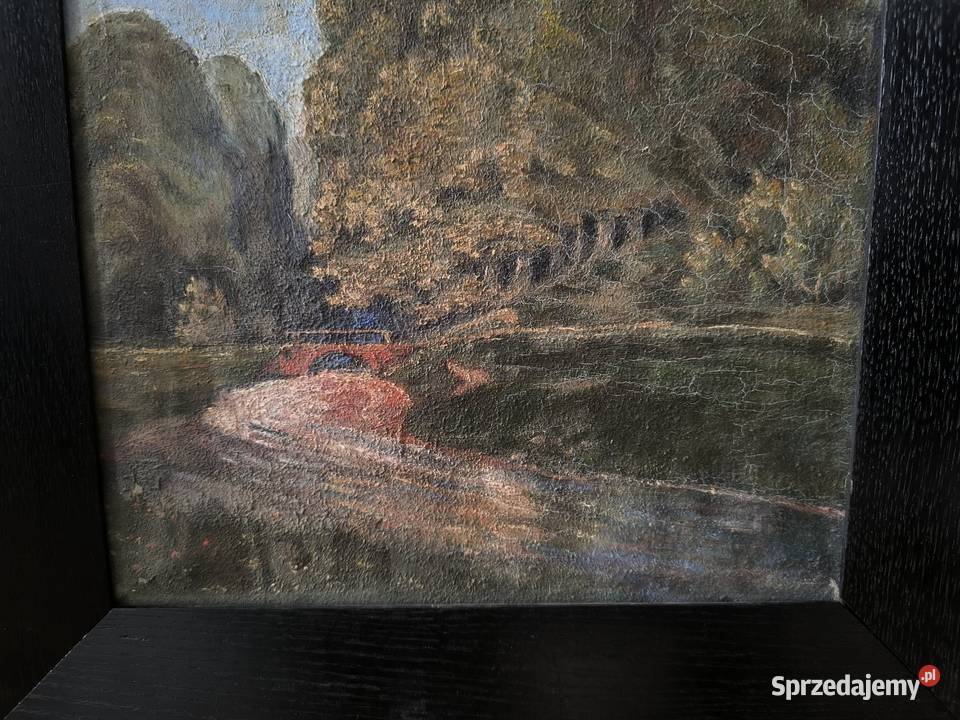 Piękny obraz olejny na płótnie pejzaż Łódź