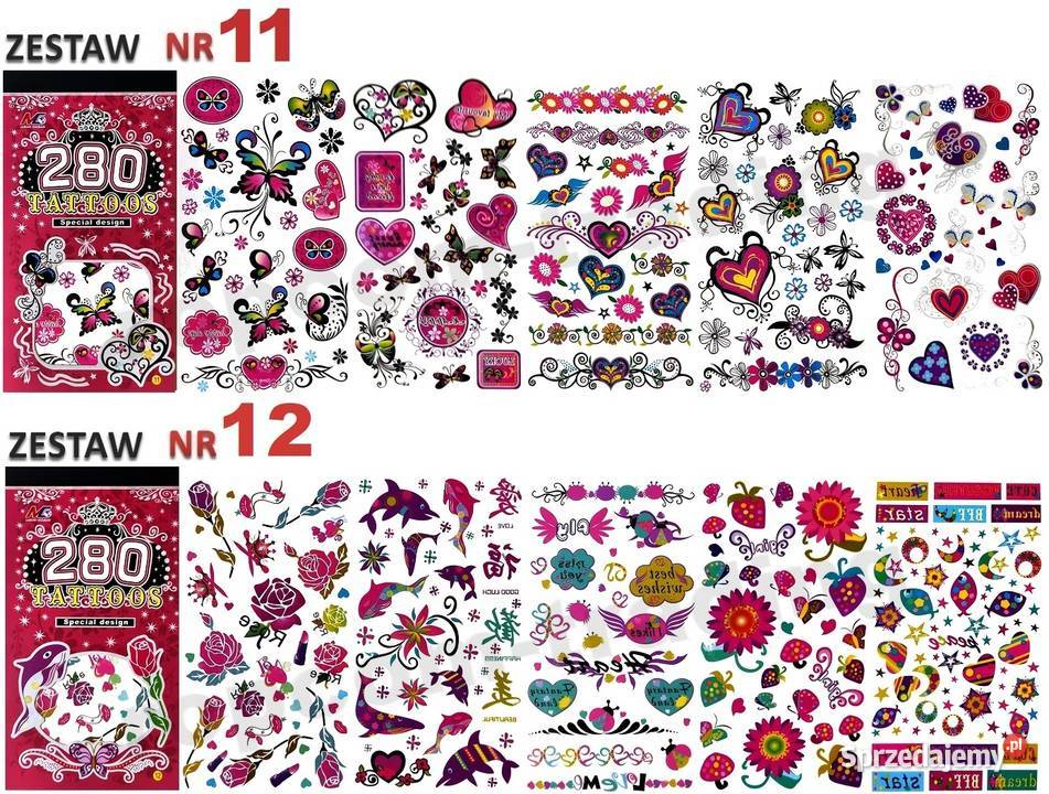 Zestaw Tatuaży Tatuaże Tymczasowe Zmywalne