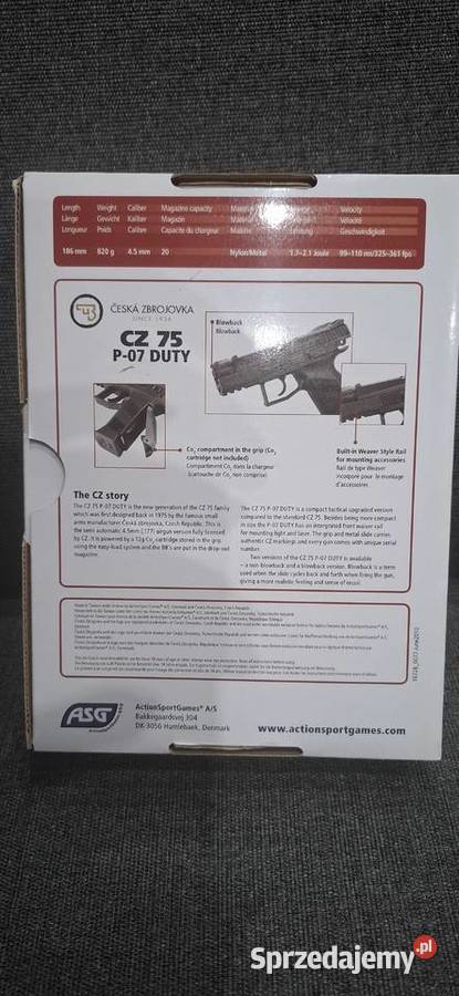 Wiatrówka CZ 75 P07 Duty Blow Back 45 mm Mosina