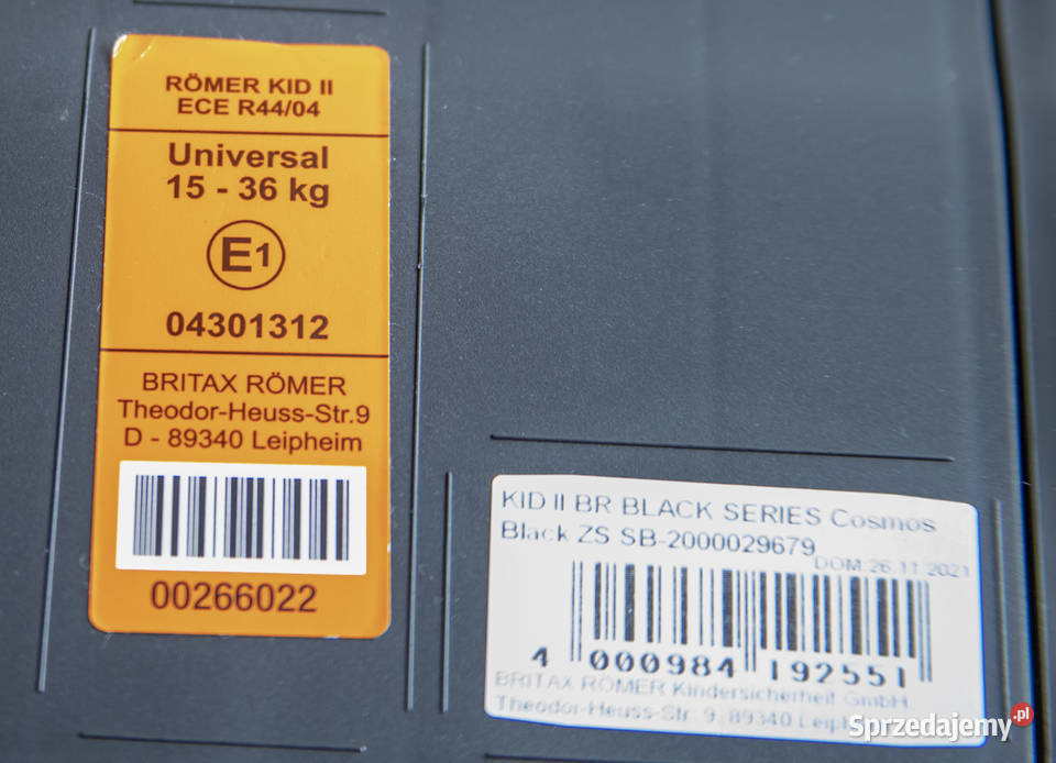Fotelik Britax Rmer KID II bez ISOFIX Gdańsk