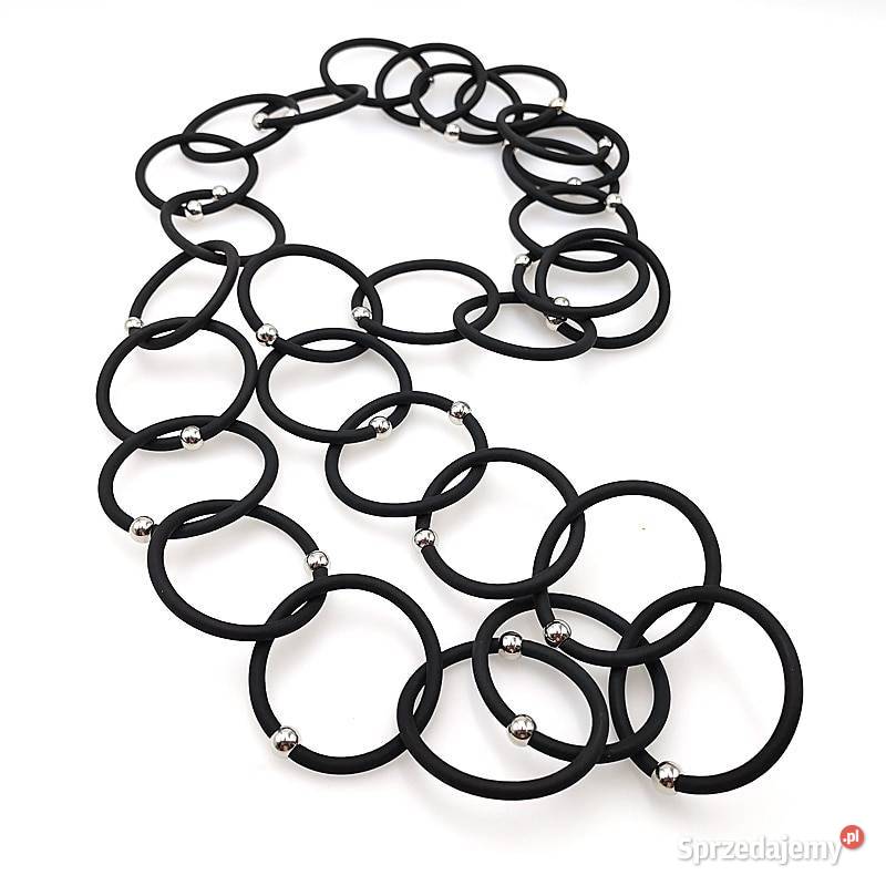 naszyjnik skórzany skóra koła gotyk punkt kółka Zegarki i Biżuteria Warszawa sprzedam