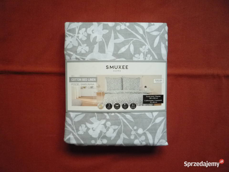 Smukee Nowa Szara pościel bawełniana 160x200