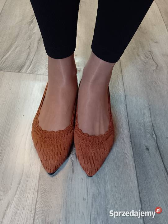 39 Brązowe dzianinowe baleriny wieczorowe NOWE małopolskie Kraków