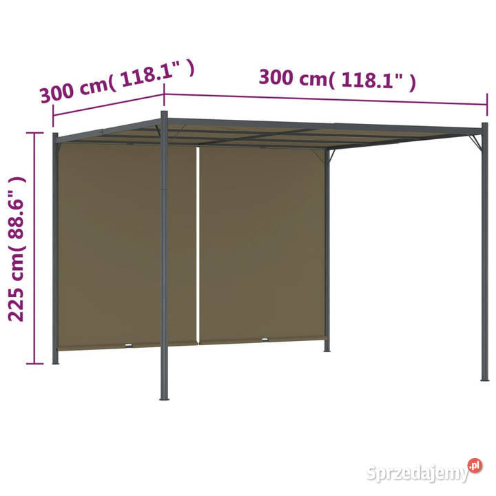 Pergola ogrodowa ze zwijanym dachem 3x3 m taupe sprzedam