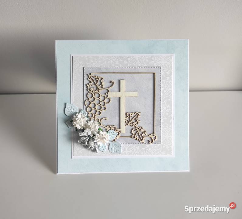 Kartka ręcznie robiona Komunia Święta handmade Łódź