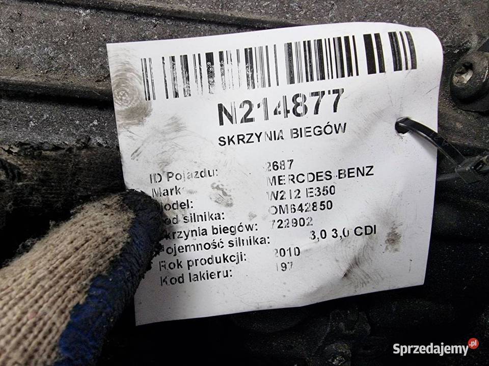 SKRZYNIA BIEGÓW MERCDESBENZ W212 E350 722902 Lipno