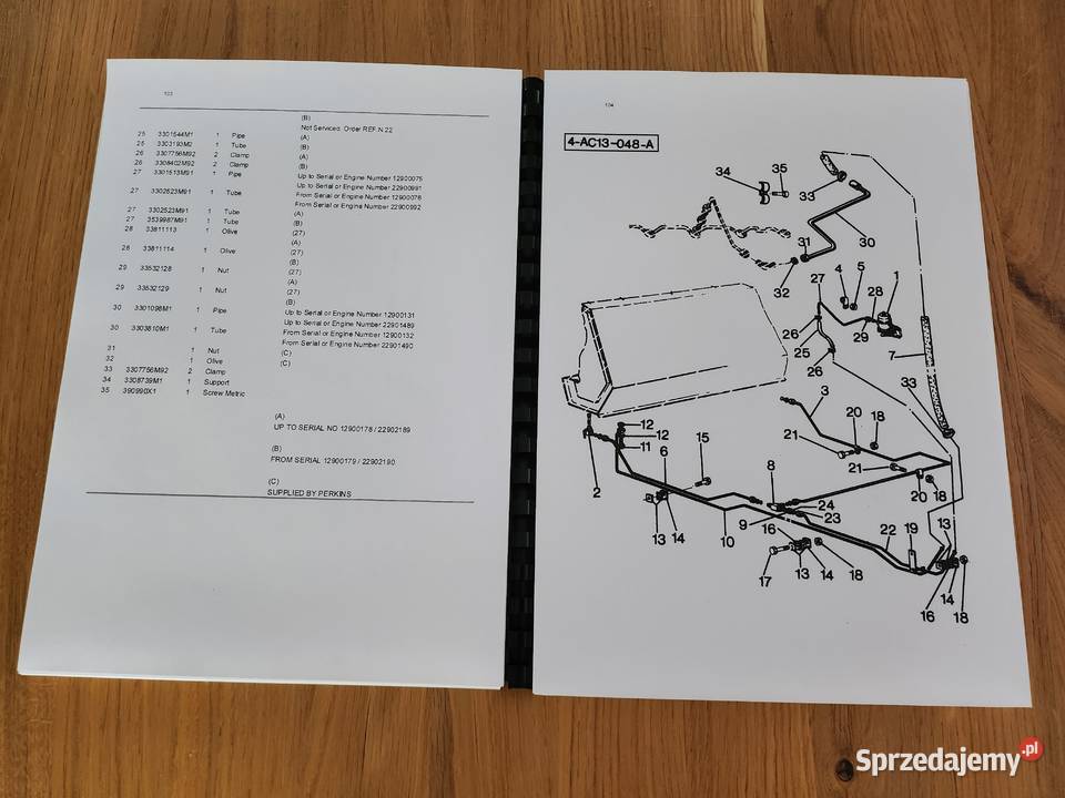MASSEY FERGUSON 1014 katalog części Gdańsk sprzedam