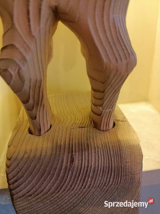 Rzeźba drewno koza kozioł duży masywny lubelskie Zamość